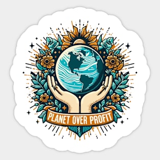 Planet Over Profit Love Your Mother Earth Nature Planet Cute Environmentalist Sticker